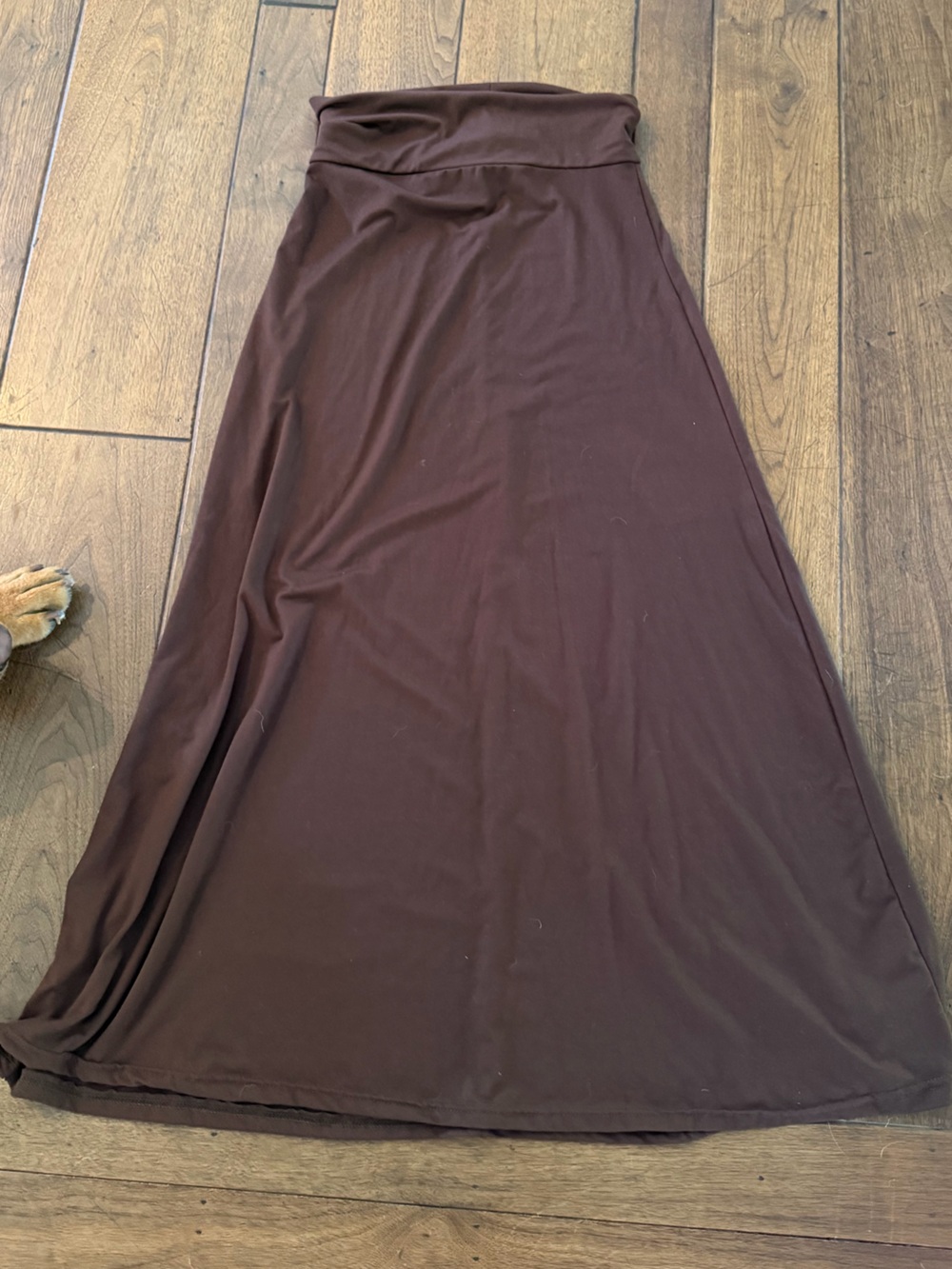 Classic Brown Fold-Over Waist Maxi Skirt